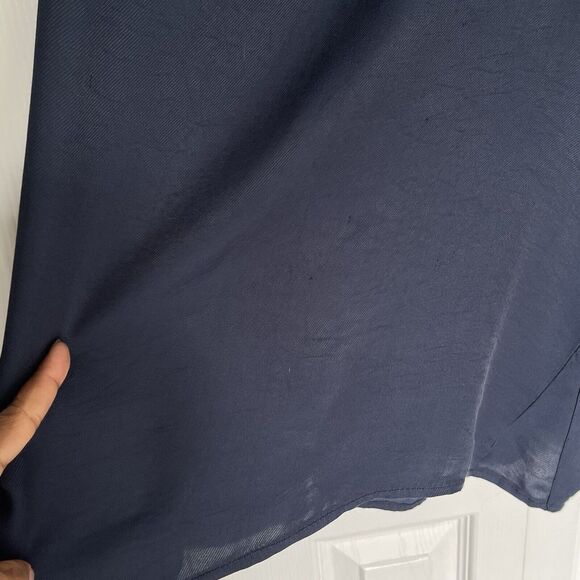 Zara Basic Z1975 Denim Small Shirt Blue Long Sleeve Button Up Velvet Decorative - Picture 15 of 16